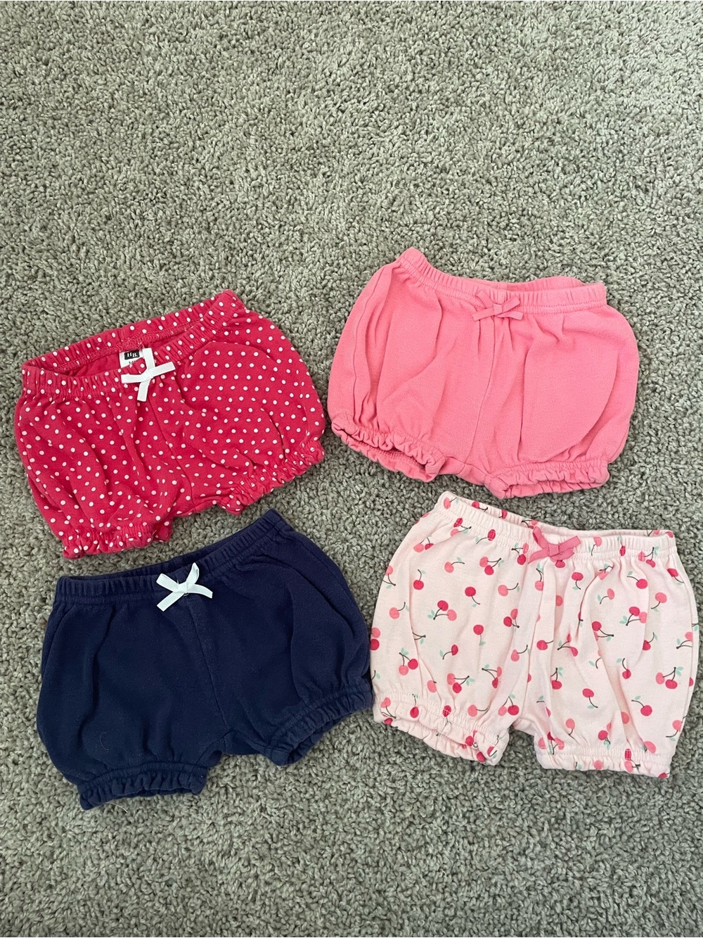 Baby Girls 4-Pack Bubble Shorts - Pink, Hot Pink, Navy, White Cherry